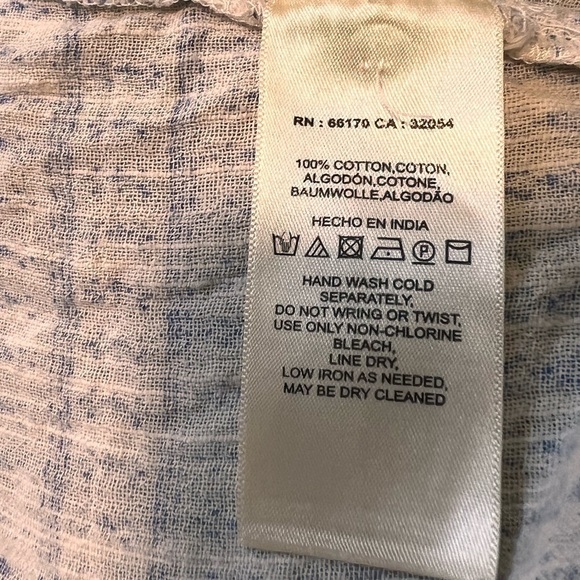 Anthropologie Maeve Yarn Dyed Blue White Boho Button Down Lena Tunic Size XS - Picture 16 of 16